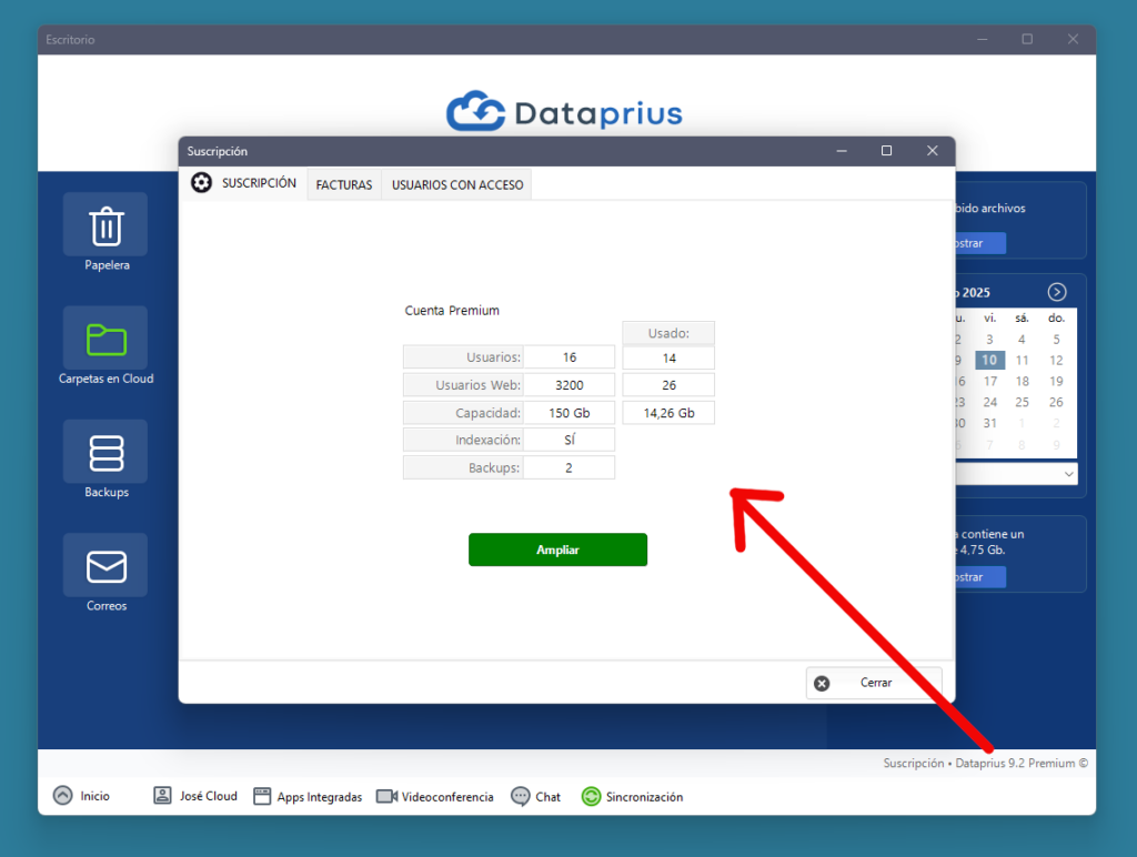 Ampliar cuenta Dataprius