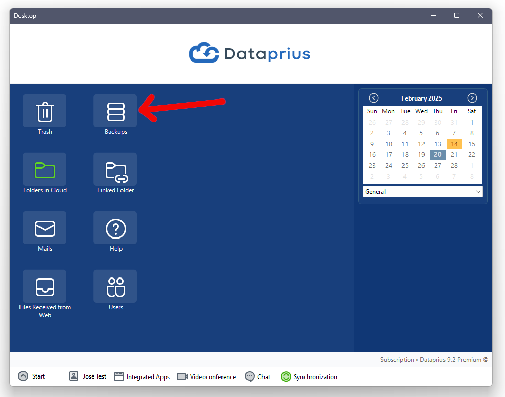 Access to backups from Dataprius Desktop