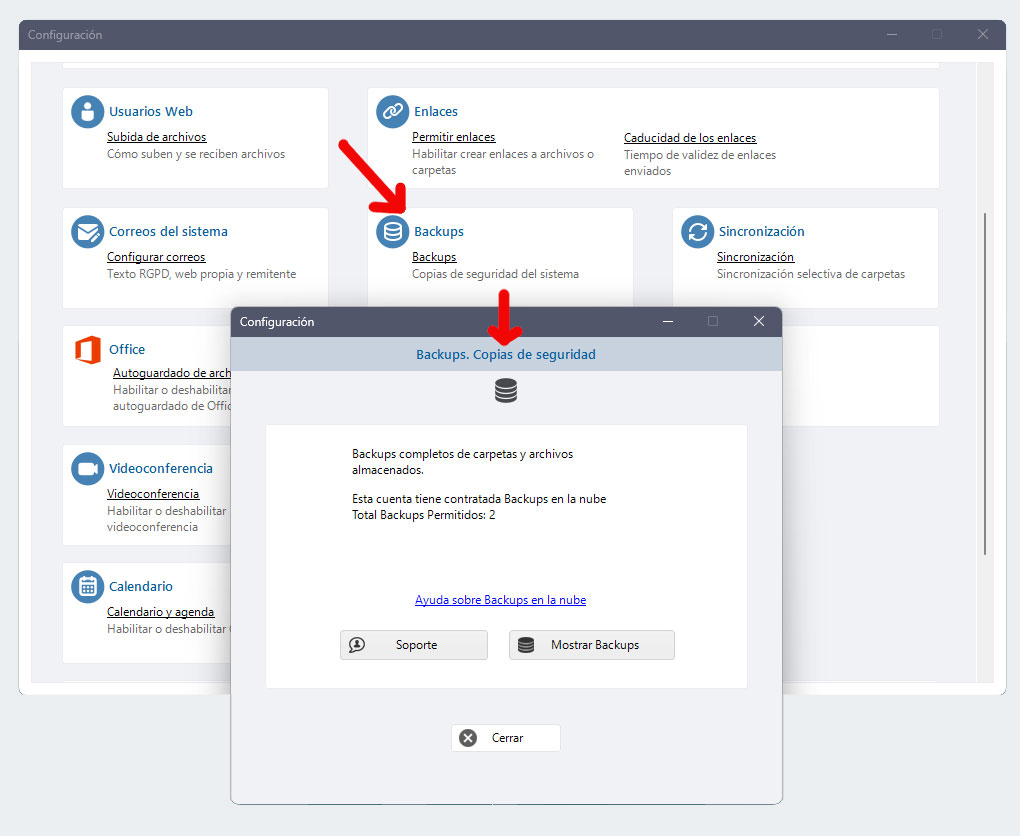 Configuración backups
