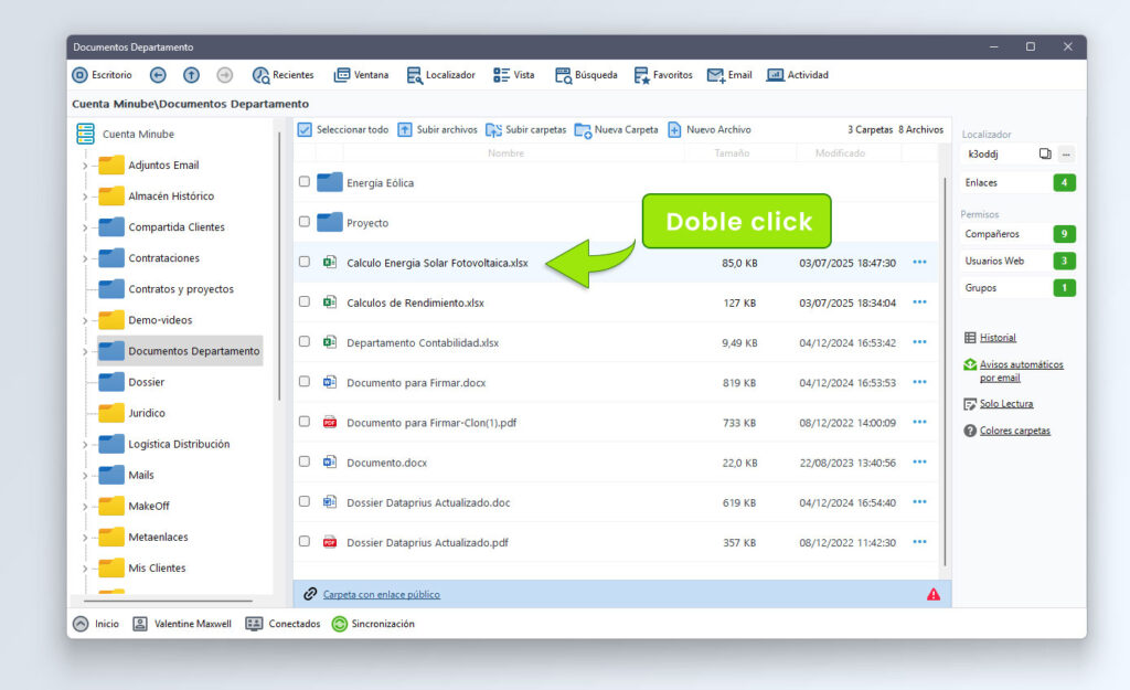Doble click para abrir el archivo y comprobar si se ha reparado.
